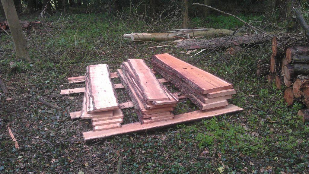 Newly sawn planks